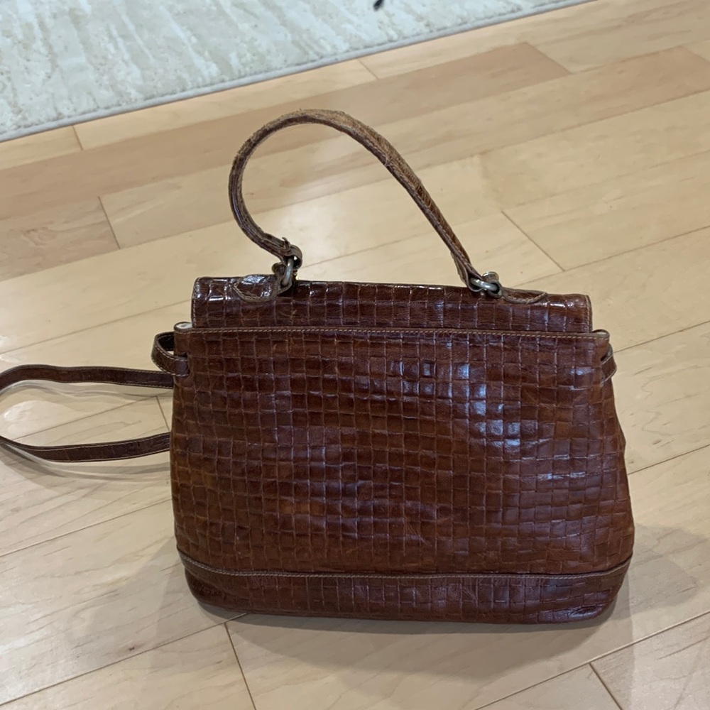 Furla  Croc Embossed leather Shoulder Bag  Chestnut Brown - Picture 2 of 8